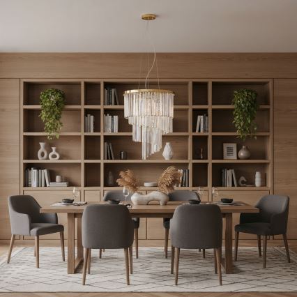 Ideal Lux - Κρυστάλλινο κρεμαστό φωτιστικό οροφής CARLTON 12xE14/40W/230V διάμετρος 50 cm χρυσό