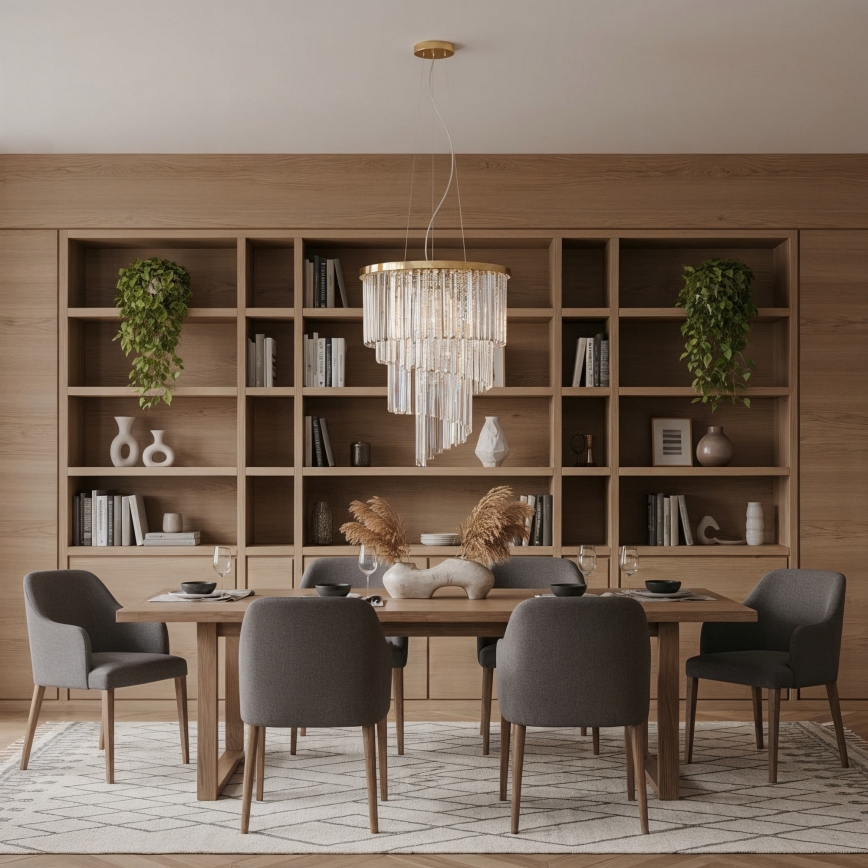 Ideal Lux - Κρυστάλλινο κρεμαστό φωτιστικό οροφής CARLTON 12xE14/40W/230V διάμετρος 50 cm χρυσό