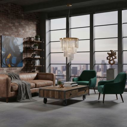 Ideal Lux - Κρυστάλλινο κρεμαστό φωτιστικό οροφής CARLTON 12xE14/40W/230V διάμετρος 50 cm χρυσό