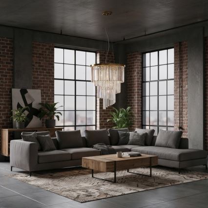 Ideal Lux - Κρυστάλλινο κρεμαστό φωτιστικό οροφής CARLTON 12xE14/40W/230V διάμετρος 50 cm χρυσό