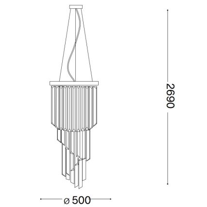 Ideal Lux - Κρυστάλλινο κρεμαστό φωτιστικό οροφής CARLTON 12xE14/40W/230V διάμετρος 50 cm χρυσό