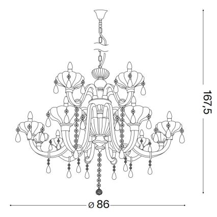 Ideal Lux - Κρυστάλλινο κρεμαστό φωτιστικό οροφής  CONTINENTAL 12xE14/40W/230V διάμετρος 86 cm διαφανές