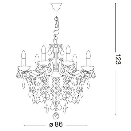 Ideal Lux - Κρυστάλλινο κρεμαστό φωτιστικό οροφής  FLORIAN 18xE14/40W/230V διάμετρος 86 cm διαφανή