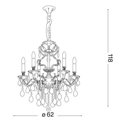 Ideal Lux - Κρυστάλλινο κρεμαστό φωτιστικό οροφής  GIOCONDA 6xE14/40W/230V διάμετρος 62 cm χρυσό