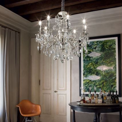 Ideal Lux - Κρυστάλλινο κρεμαστό φωτιστικό οροφής  GIOCONDA 8xE14/40W/230V διάμετρος 73 cm ασημί