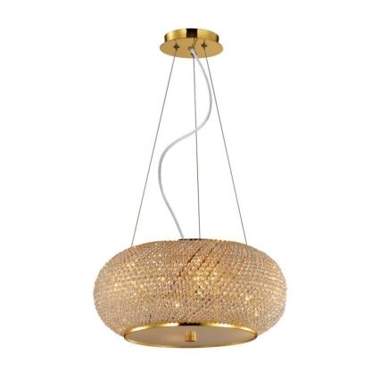 Ideal Lux - Κρυστάλλινο Κρεμαστό φωτιστικό οροφής PASHA 10xE14/40W/230V διάμετρος 55 cm χρυσαφί