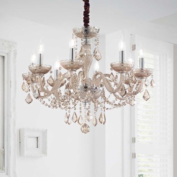 Ideal Lux - Κρυστάλλινο κρεμαστό φωτιστικό οροφής  ROSE 8xE14/40W/230V διάμετρος 78 cm μπεζ