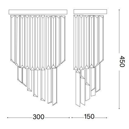 Ideal Lux - Κρυστάλλινο επιτοίχιο φωτιστικό CARLTON 3xE14/40W/230V γυαλιστερό χρώμιο