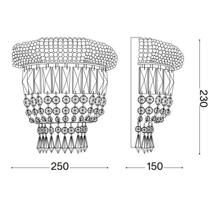 Ideal Lux - Κρυστάλλινο επιτοίχιο φωτιστικό DUBAI 2xE14/28W/230V γυαλιστερό χρώμιο