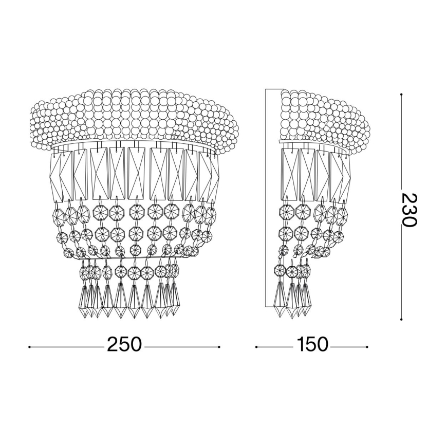 Ideal Lux - Κρυστάλλινο επιτοίχιο φωτιστικό DUBAI 2xE14/28W/230V χρυσό