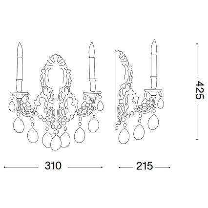 Ideal Lux - Κρυστάλλινο επιτοίχιο φωτιστικό GIOCONDA 2xE14/40W/230V χρυσαφί
