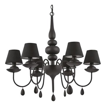 Ideal Lux - Κρεμαστό φωτιστικό οροφής BLANCHE 6xE14/4W/230V διάμετρος 75 cm μαύρο
