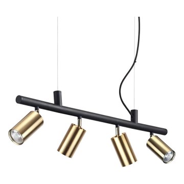 Ideal Lux -  Κρεμαστό φωτιστικό οροφής LED DYNAMITE 4xGU10/7W/230V CRI 90 μαύρο/ορείχαλκος