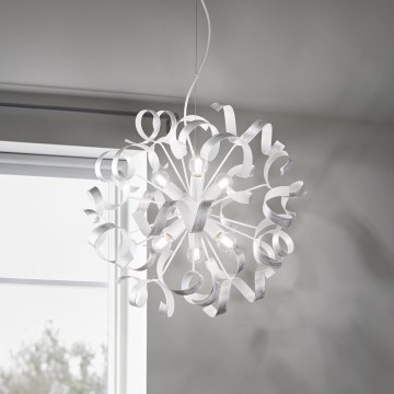 Ideal Lux - Κρεμαστό φωτιστικό οροφής VORTEX 6xE14/40W/230V διάμετρος 53 cm ασημί/πατίνα