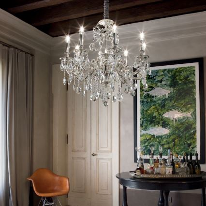 Ideal Lux - Κρυστάλλινο κρεμαστό φωτιστικό οροφής  GIOCONDA 8xE14/40W/230V διάμετρος 73 cm ασημί