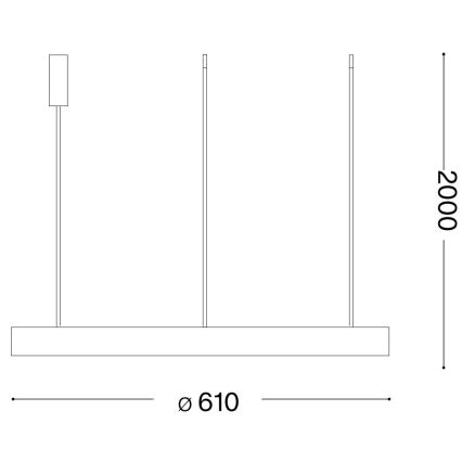 Ideal Lux - Led Dimmable κρεμαστό φωτιστικό οροφής GEMINI LED/48W/230V διάμετρος 61 cm μαύρο