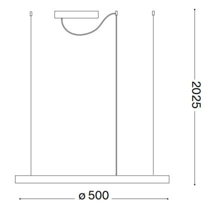 Ideal Lux - Led Dimmable κρεμαστό φωτιστικό οροφής ORACLE SLIM LED/28W/230V 4000K διάμετρος 50 cm CRI 90 μαύρο