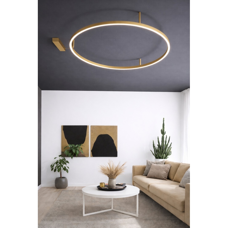 Ideal Lux - Φωτιστικό οροφής LED ORACLE SLIM LED/53W/230V 3000K CRI 90, διάμ. 90 cm, χρυσό