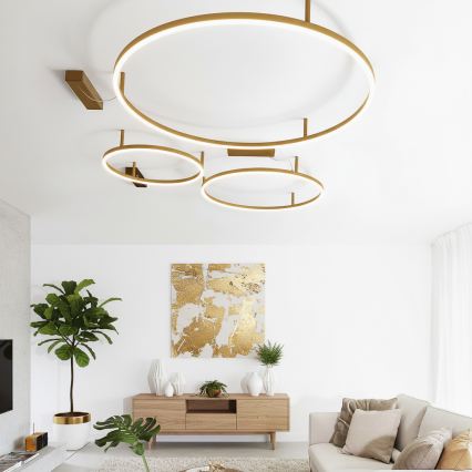 Ideal Lux - Φωτιστικό οροφής LED ORACLE SLIM LED/53W/230V 3000K CRI 90, διάμ. 90 cm, χρυσό