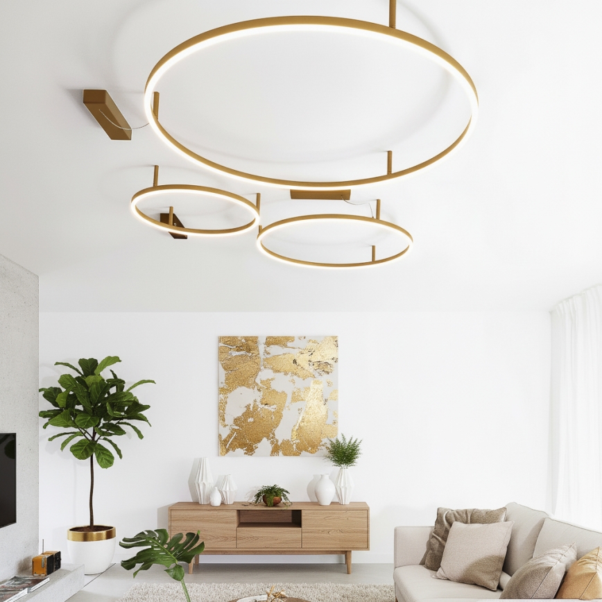 Ideal Lux - Φωτιστικό οροφής LED ORACLE SLIM LED/53W/230V 3000K CRI 90, διάμ. 90 cm, χρυσό