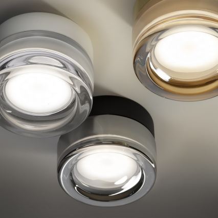 Ideal Lux - Φωτιστικό οροφής LED για μπάνιο LOLLY 1xGX53/9W/230V διάμ. 10,5 cm IP44 μαύρο/καπνιστό μαύρο