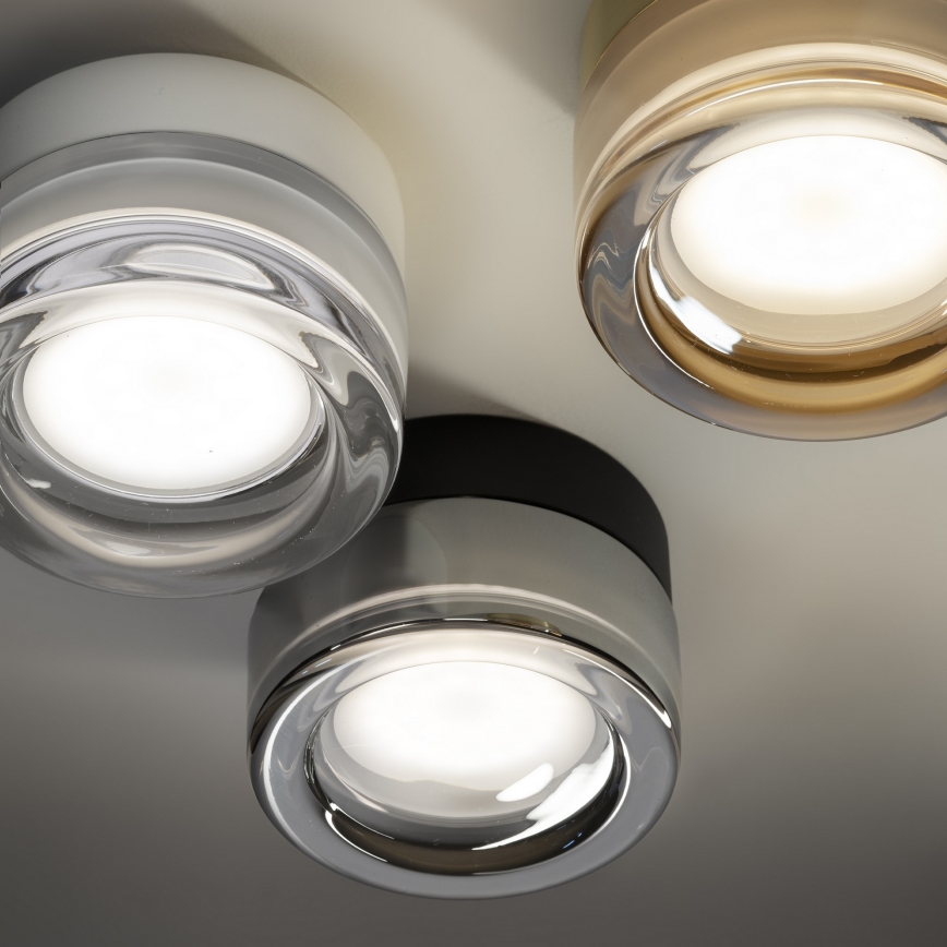 Ideal Lux - Φωτιστικό οροφής LED για μπάνιο LOLLY 1xGX53/9W/230V διάμ. 10,5 cm IP44 μαύρο/καπνιστό μαύρο