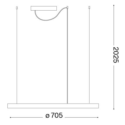Ideal Lux - Κρεμαστό φωτιστικό LED σε καλώδιο ORACLE SLIM LED/37W/230V 3000K CRI 90 Ø 70 cm χρυσό