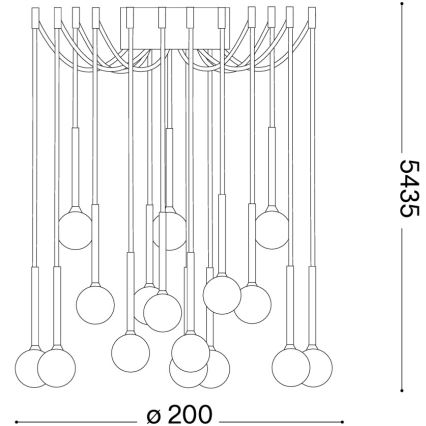 Ideal Lux - LED Κρεμαστό φωτιστικό σε καλώδιο LUCCIOLA 16xLED/16W/230V CRI 90 σε σχήμα αράχνης ορειχάλκινο