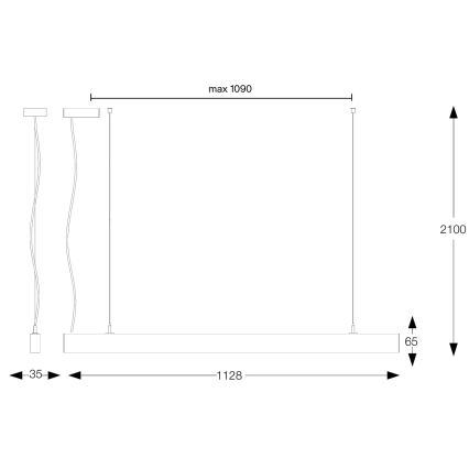 Ideal Lux - LED κρεμαστό φωτιστικό σε καλώδιο OFFICE LED/30W/230V 3000K CRI 90 λευκό