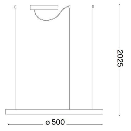 Ideal Lux - LED κρεμαστό φωτιστικό με καλώδιο ORACLE SLIM LED/29W/230V 4000K CRI 90, Ø 50 cm, μαύρο
