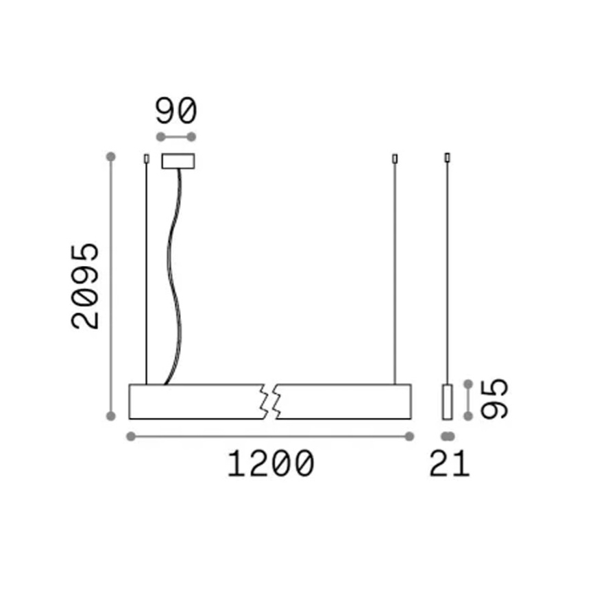 Ideal Lux - LED κρεμαστό φωτιστικό σε καλώδιο STEEL LED/29W/230V 4000K CRI 90 120 cm μαύρο