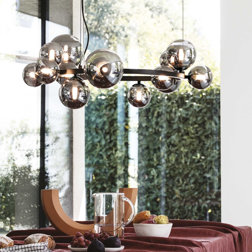 Ideal Lux - Κρεμαστό φωτιστικό LED με καλώδιο PERLAGE 14xG9/3W/230V διάμ. 85 εκ. μαύρο/καπνιστό μαύρο