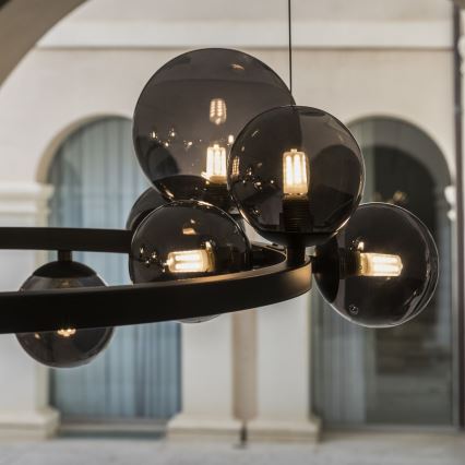 Ideal Lux - Κρεμαστό φωτιστικό LED με καλώδιο PERLAGE 14xG9/3W/230V διάμ. 85 εκ. μαύρο/καπνιστό μαύρο