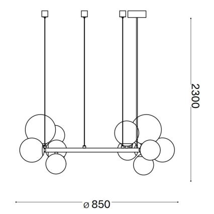 Ideal Lux - Κρεμαστό φωτιστικό LED με καλώδιο PERLAGE 14xG9/3W/230V διάμ. 85 εκ. μαύρο/καπνιστό μαύρο