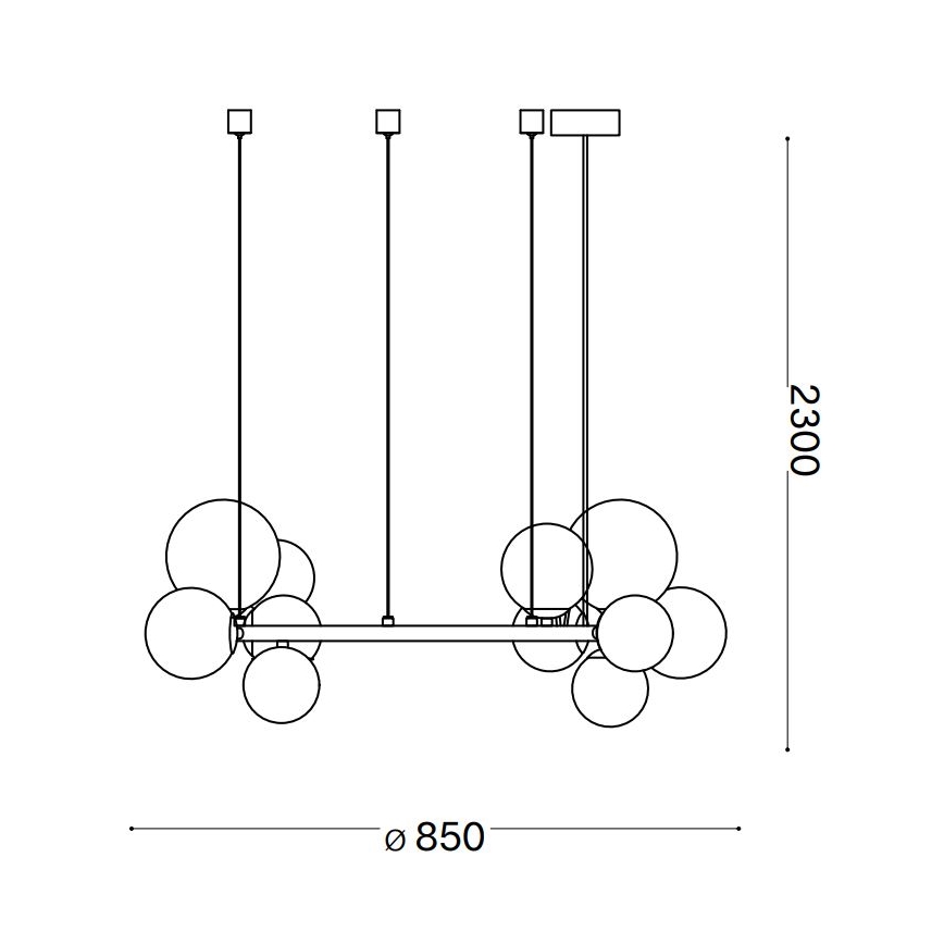 Ideal Lux - Κρεμαστό φωτιστικό LED με καλώδιο PERLAGE 14xG9/3W/230V διάμ. 85 εκ. μαύρο/καπνιστό μαύρο