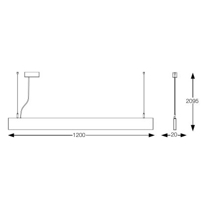 Ideal Lux - LED κρεμαστό φωτιστικό με ανάρτηση καλωδίου STEEL LED/29W/230V 4000K CRI 90 120 cm λευκό
