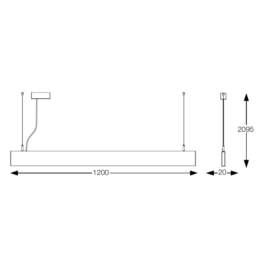 Ideal Lux - LED κρεμαστό φωτιστικό με ανάρτηση σε καλώδιο STEEL LED/29W/230V 3000K CRI 90 120 cm μαύρο