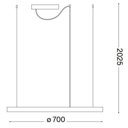 Ideal Lux - Ρυθμιζόμενο LED κρεμαστό φωτιστικό με καλώδιο ORACLE SLIM LED/40W/230V 3000K CRI 90 Ø 70 cm λευκό