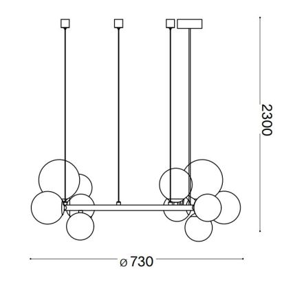Ideal Lux - LED κρεμαστό φωτιστικό σε καλώδιο PERLAGE 11xG9/3W/230V Ø 73 cm χρυσό/καπνιστή μπεζ