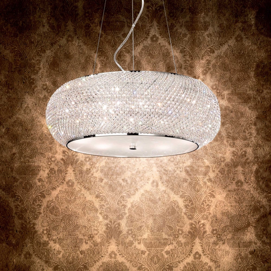 Ideal Lux - Κρυστάλλινος πολυέλαιος LED με ντίζα PASHA 14xE14/40W/230V Ø 65 cm γυαλιστερό χρώμιο