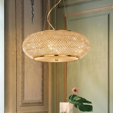 Ideal Lux - LED κρυστάλλινος πολυέλαιος σε ανάρτηση με σύρμα PASHA 14xE14/40W/230V Ø 65 εκ. χρυσός