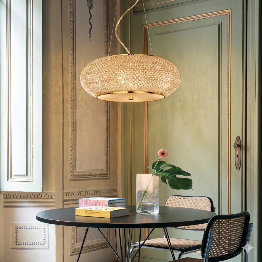 Ideal Lux - LED κρυστάλλινος πολυέλαιος σε ανάρτηση με σύρμα PASHA 14xE14/40W/230V Ø 65 εκ. χρυσός