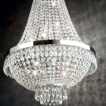 Ideal Lux - LED Κρυστάλλινο κρεμαστό φωτιστικό οροφής  CAESAR 6xG9/3W/230V διάμετρος 38 cm γυαλιστερό χρώμιο