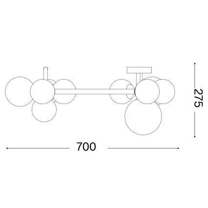 Ideal Lux - LED Πλαφονιέρα οροφής PERLAGE 10xG9/3W/230V διάμετρος 70 cm χρυσό/φιμέ