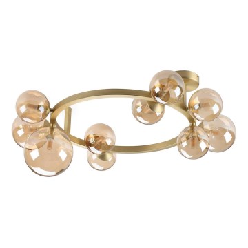 Ideal Lux - LED Προσαρτημένο φωτιστικό οροφής PERLAGE 10xG9/3W/230V Ø 70 cm χρυσό/καπνιστό μπεζ