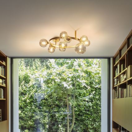 Ideal Lux - LED Προσαρτημένο φωτιστικό οροφής PERLAGE 10xG9/3W/230V Ø 70 cm χρυσό/καπνιστό μπεζ