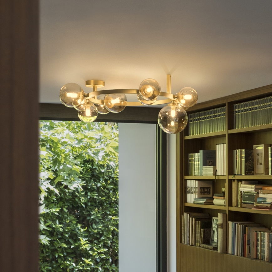 Ideal Lux - LED Προσαρτημένο φωτιστικό οροφής PERLAGE 10xG9/3W/230V Ø 70 cm χρυσό/καπνιστό μπεζ