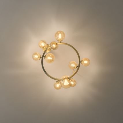 Ideal Lux - LED Προσαρτημένο φωτιστικό οροφής PERLAGE 10xG9/3W/230V Ø 70 cm χρυσό/καπνιστό μπεζ