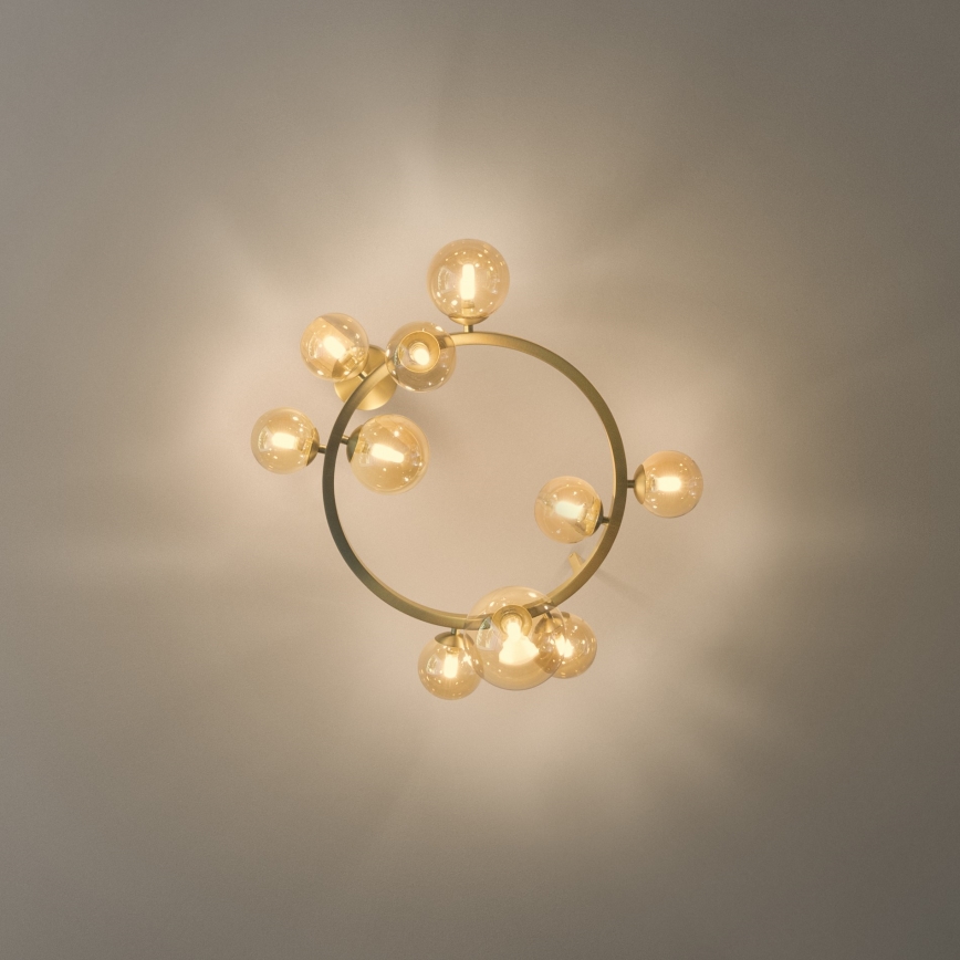 Ideal Lux - LED Προσαρτημένο φωτιστικό οροφής PERLAGE 10xG9/3W/230V Ø 70 cm χρυσό/καπνιστό μπεζ