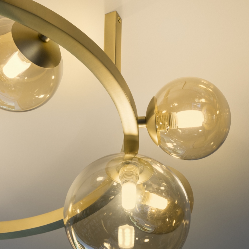 Ideal Lux - LED Προσαρτημένο φωτιστικό οροφής PERLAGE 10xG9/3W/230V Ø 70 cm χρυσό/καπνιστό μπεζ
